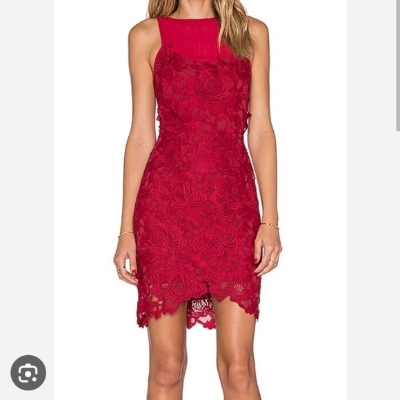 Saylor Crista Red Lace Dress - Picture 1 of 12